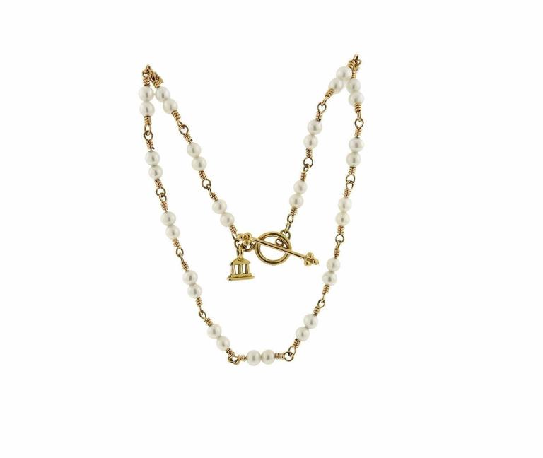 Temple St. Clair Karina Pearl Bead Gold Necklace at 1stDibs