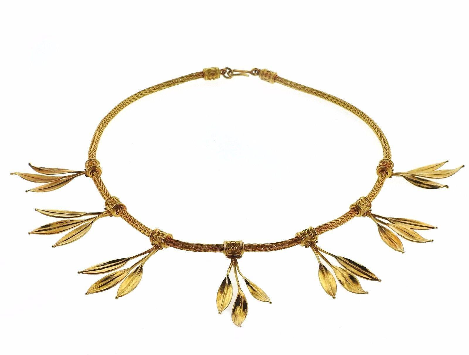 Women's Vintage Lalaounis Greece Gold Leaf Motif Necklace