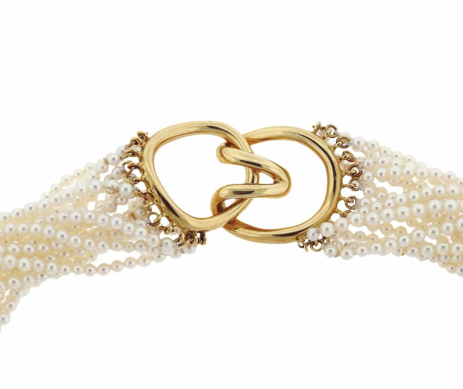Tiffany & Co Angela Cummings Kunzite Pearl Gold Torsade Necklace In Excellent Condition In Lambertville, NJ