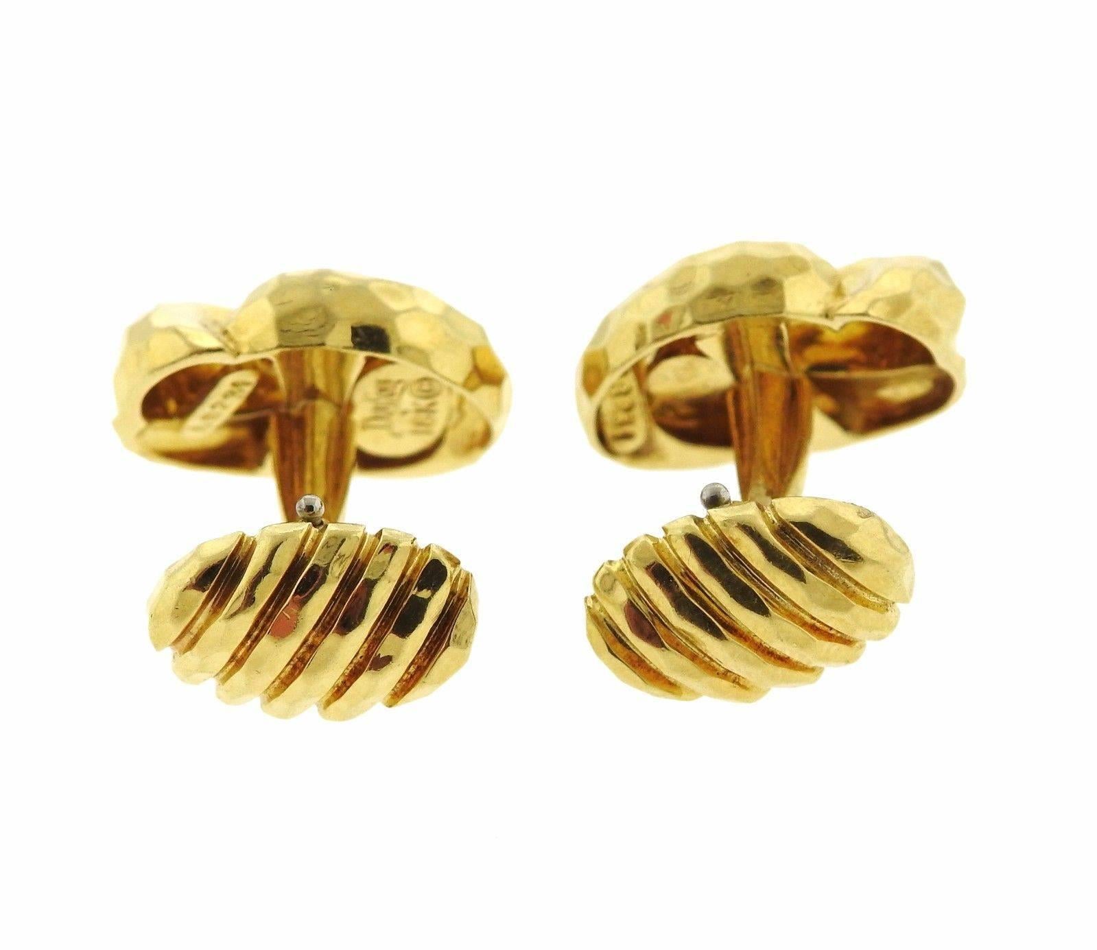 Henry Dunay Hammered Gold Knot Cufflinks 1