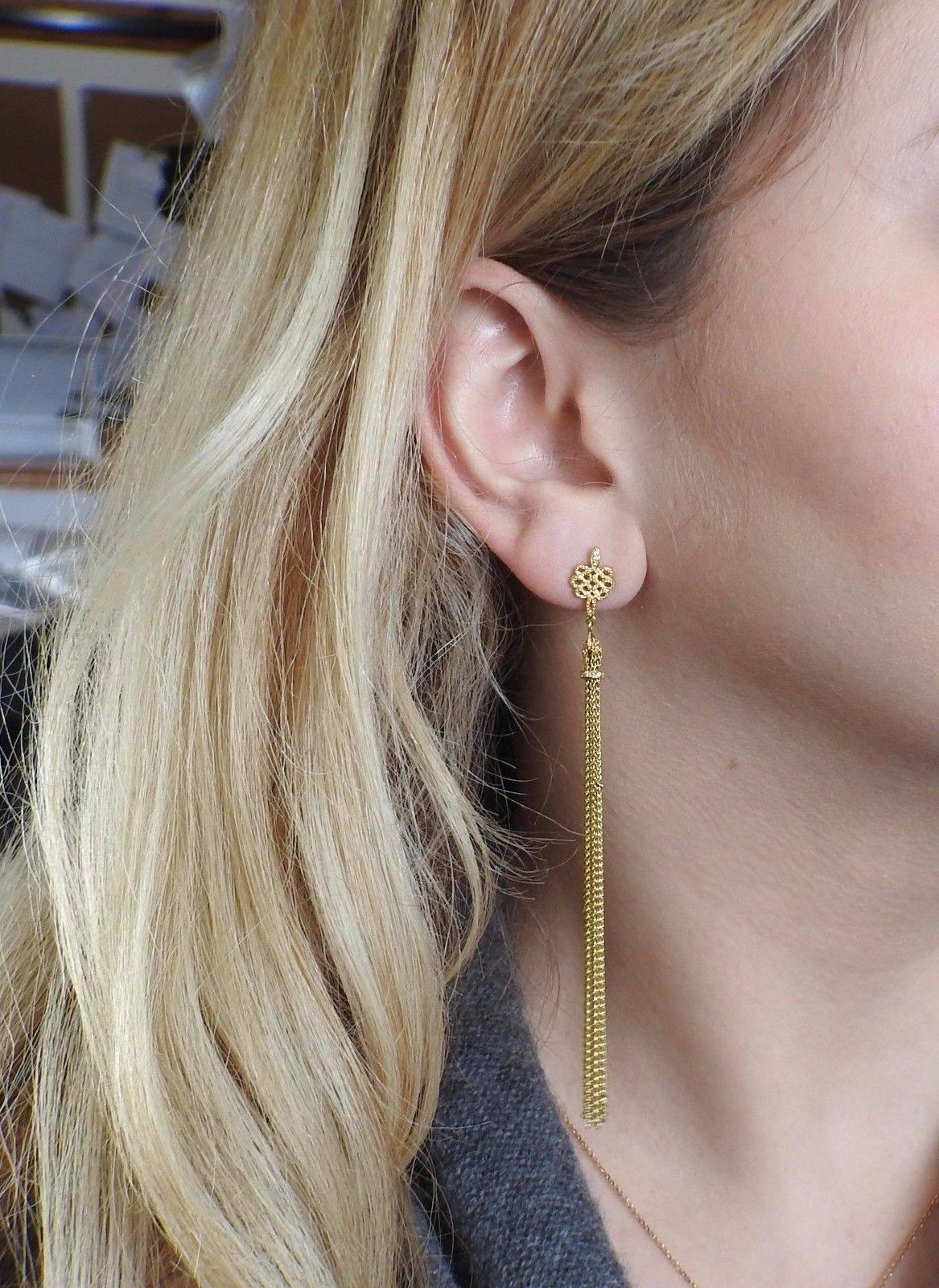 Women's or Men's H. Stern Diane Von Furstenberg Diamond Gold Tassel Earrings