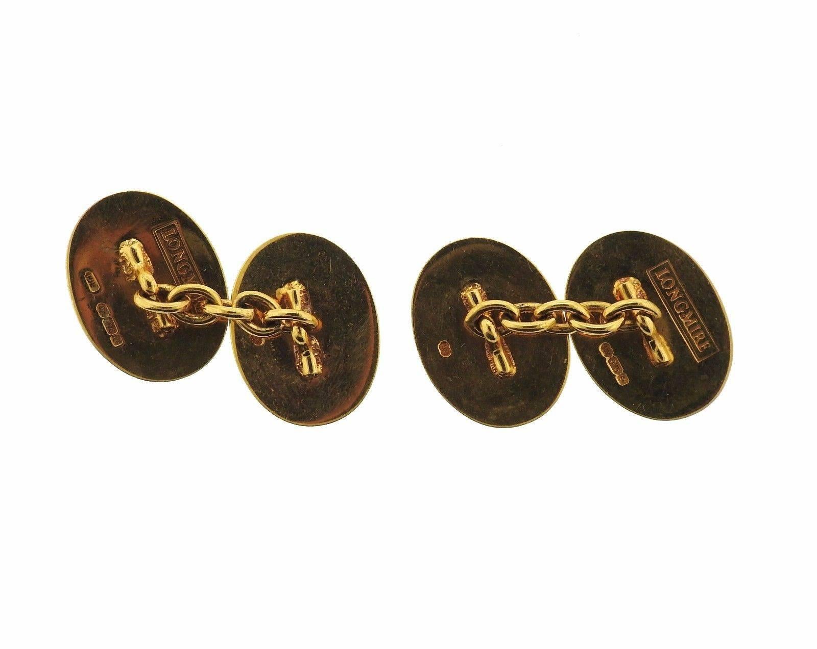 Longmire Lapis Gold Teddy Bear Cufflinks In Excellent Condition In Lambertville, NJ