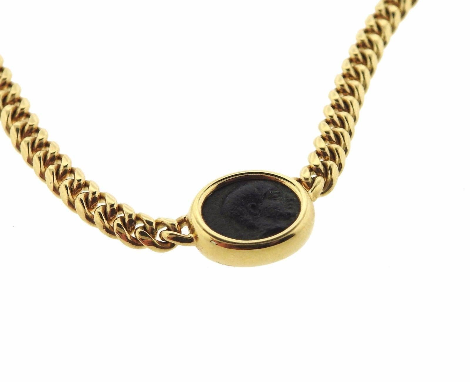 Women's Bulgari Lydia 4th Century BC Ancient Gold Coin Chain Necklace