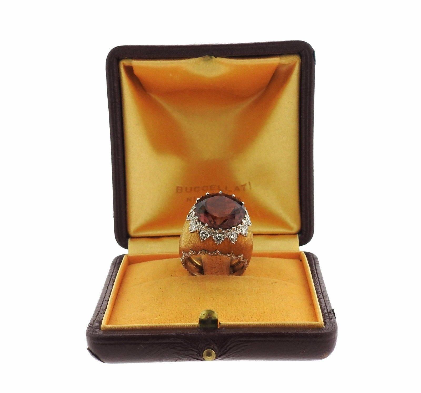 Mario Buccellati Large Tourmaline Gold Ring In Excellent Condition In Lambertville, NJ