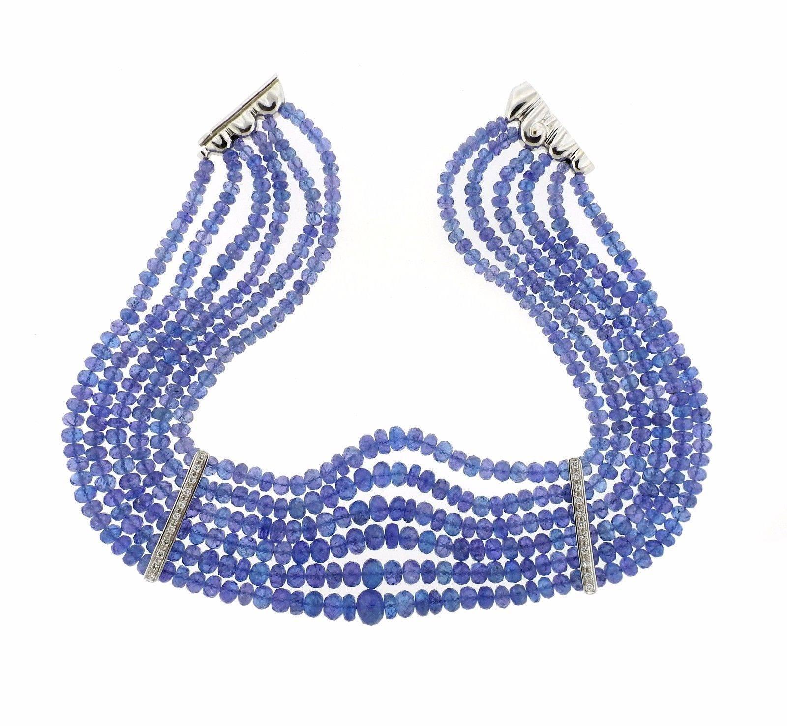 Francesca Visconti di Modrone Gold Diamond Tanzanite Choker Necklace In Excellent Condition In Lambertville, NJ