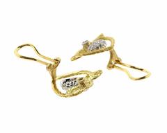 Buccellati Gold Diamond Heart Bow Earrings