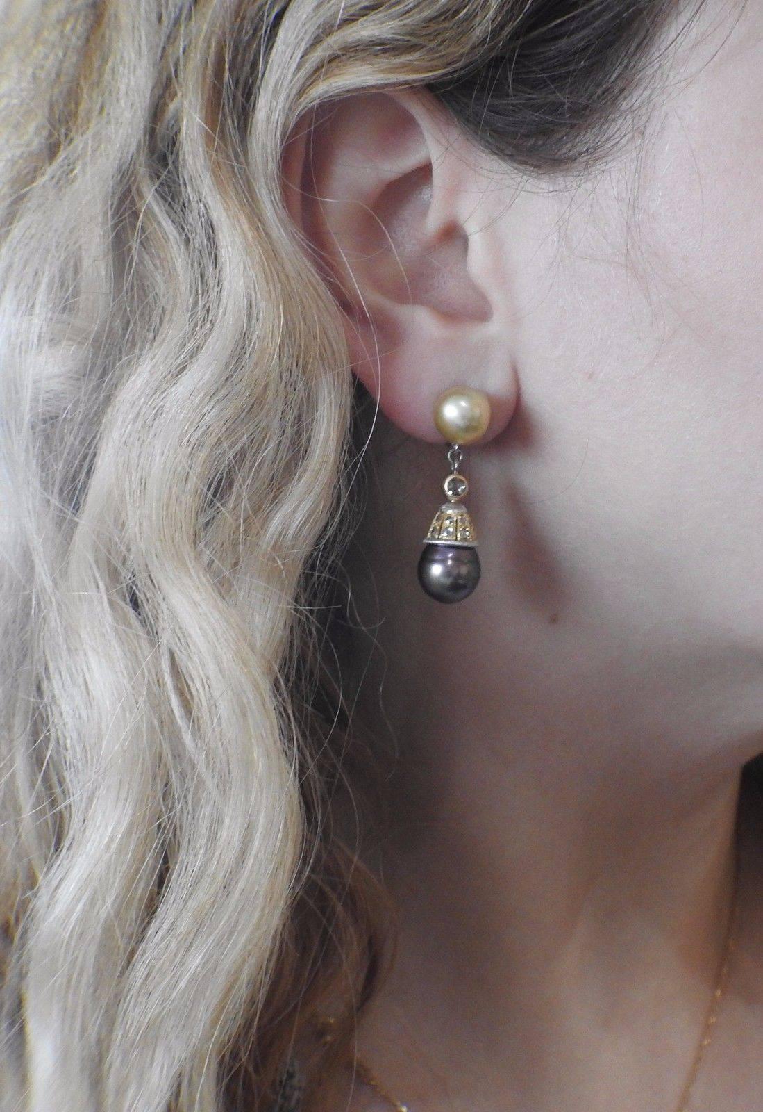 Buccellati Gold Diamond Pearl Drop Earrings 1