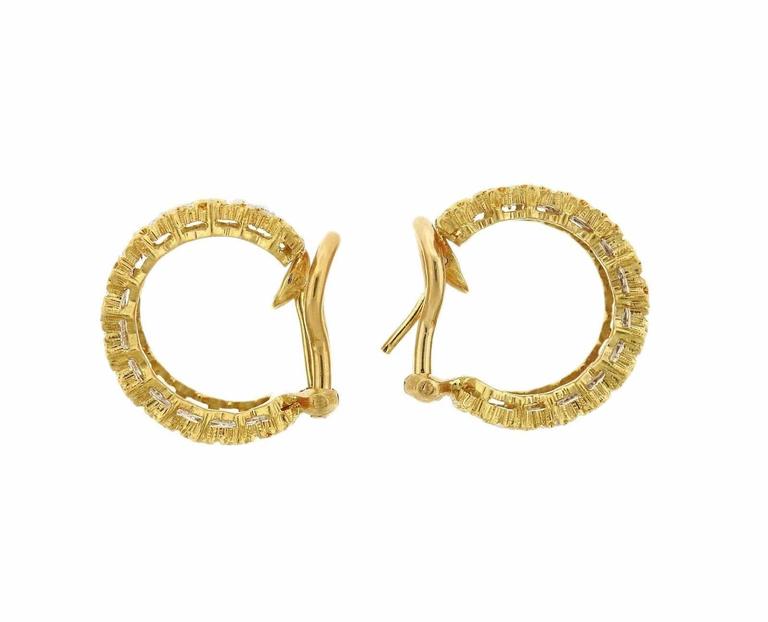 Buccellati Diamond Gold Hoop Earrings For Sale at 1stDibs