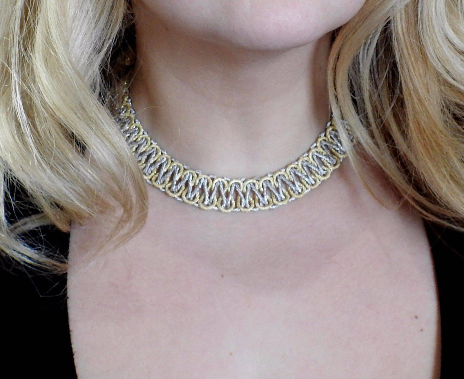 Buccellati Interwoven Two-Color Gold Collar Necklace In Excellent Condition In Lambertville, NJ