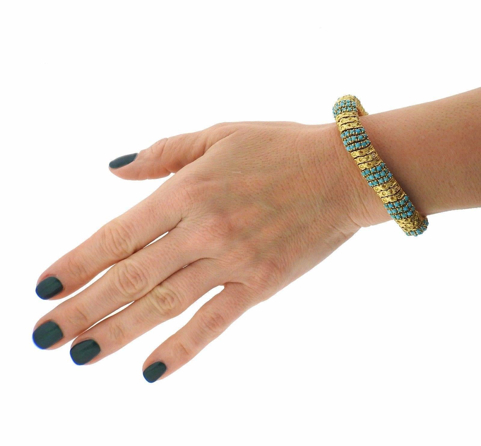 Women's 1960s Pomellato Turquoise Gold Bracelet