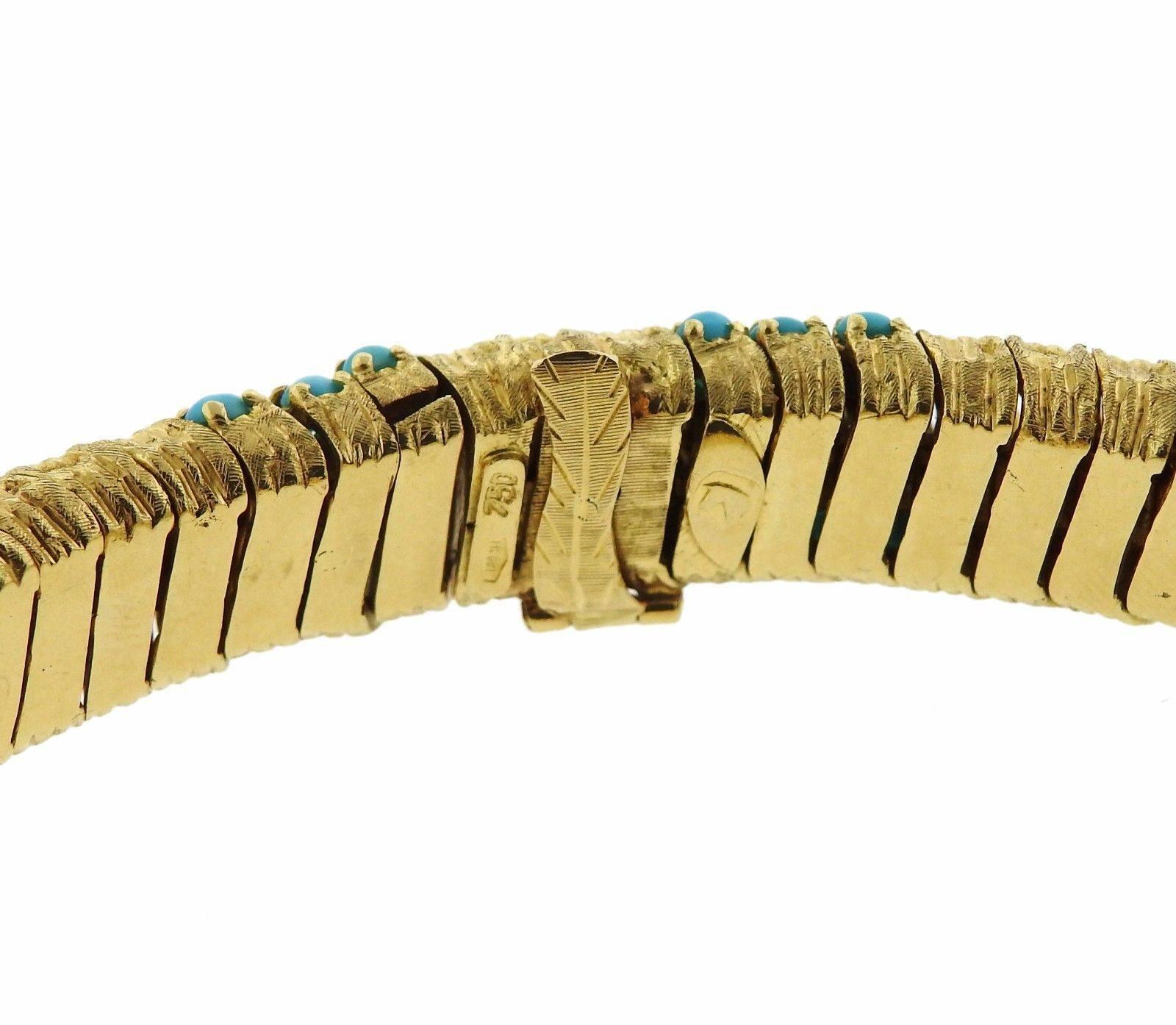 1960s Pomellato Turquoise Gold Bracelet In Excellent Condition In Lambertville, NJ