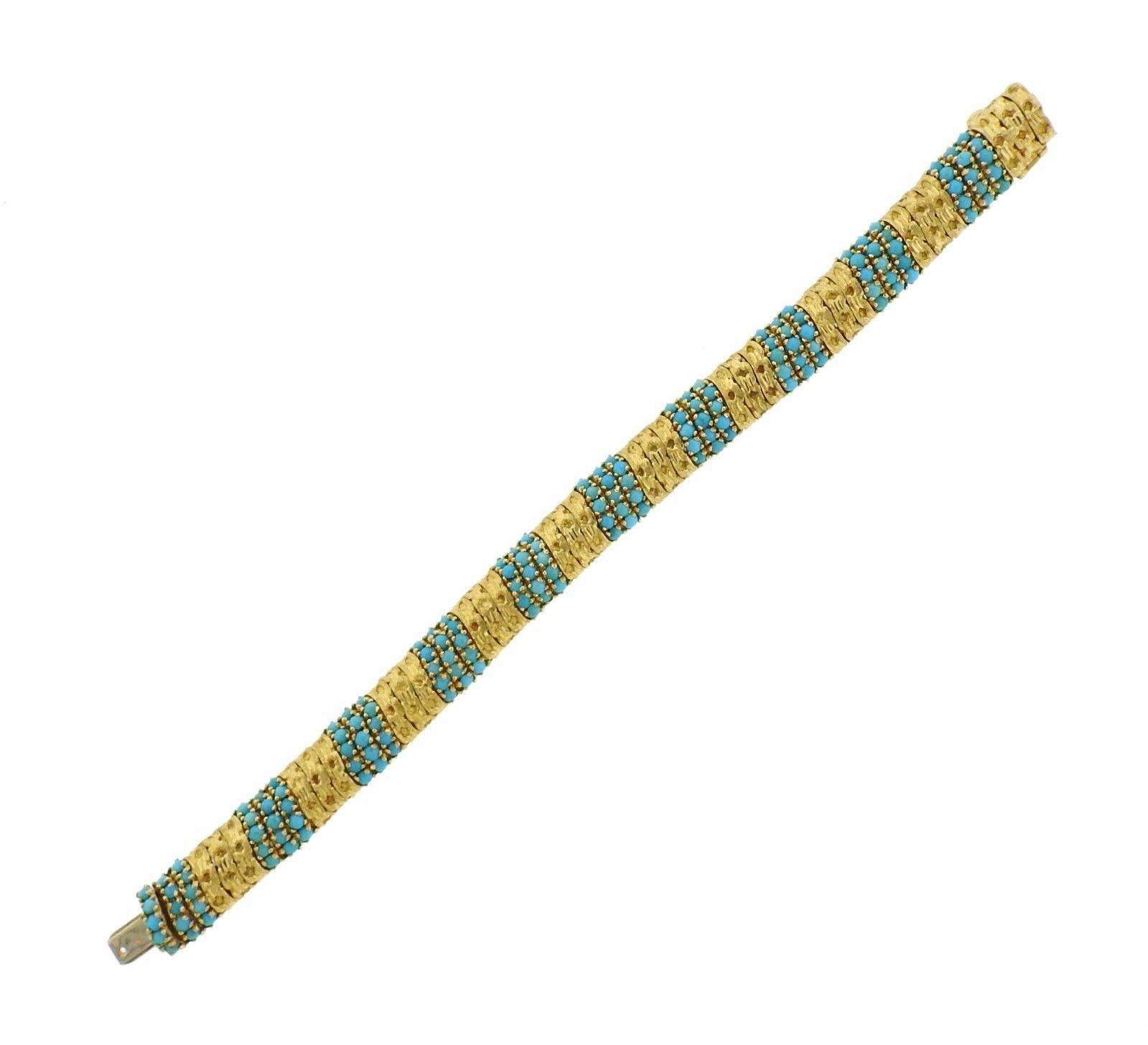 1960s Pomellato Turquoise Gold Bracelet 1