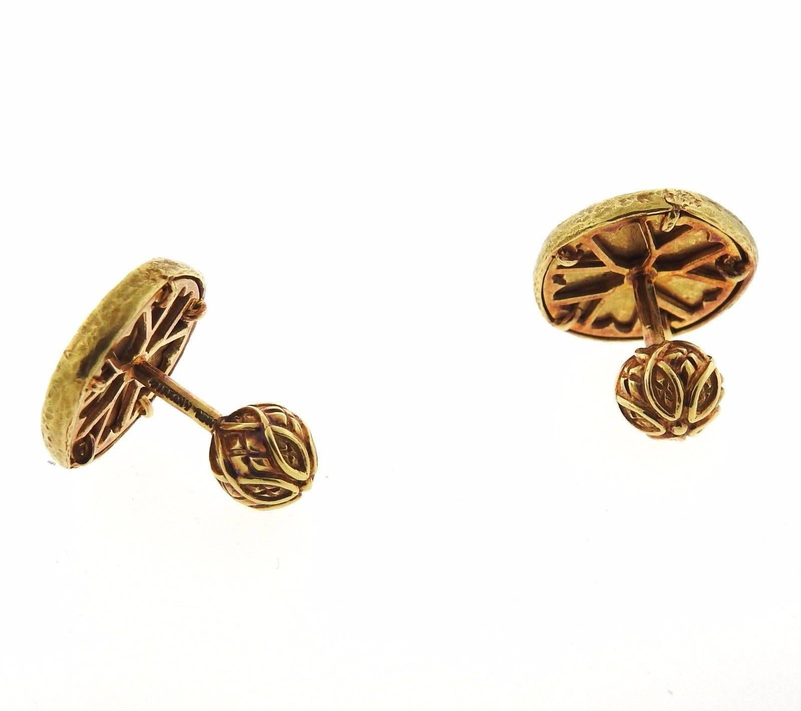 Men's Tiffany & Co Jean Schlumberger Large Gold Enamel Cufflinks