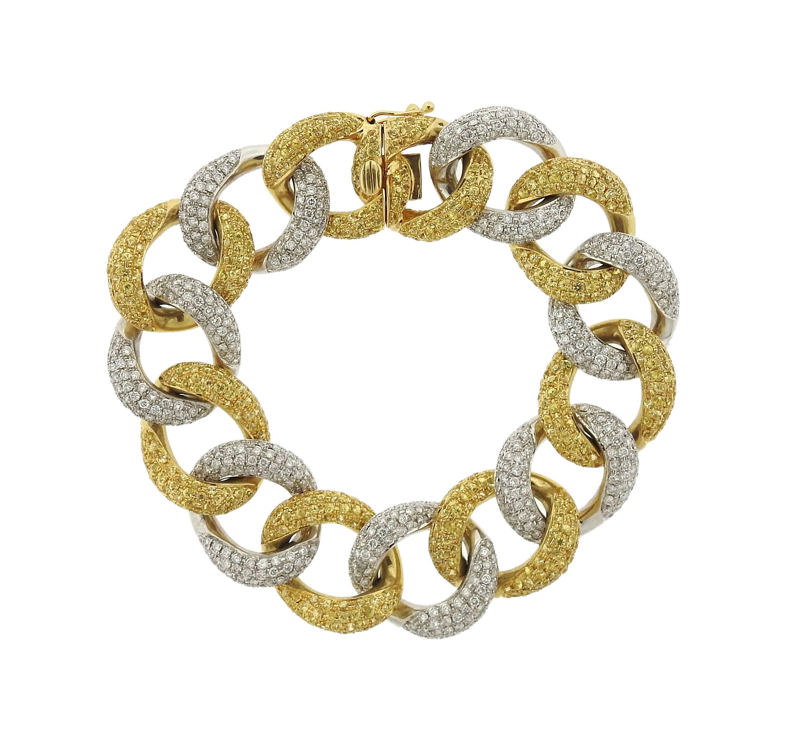 Women's Modern Sapphire Diamond Gold Link Bracelet For Sale