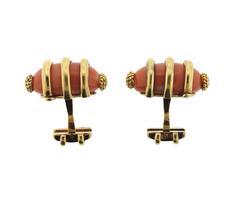 Massive French Gold Coral Cufflinks