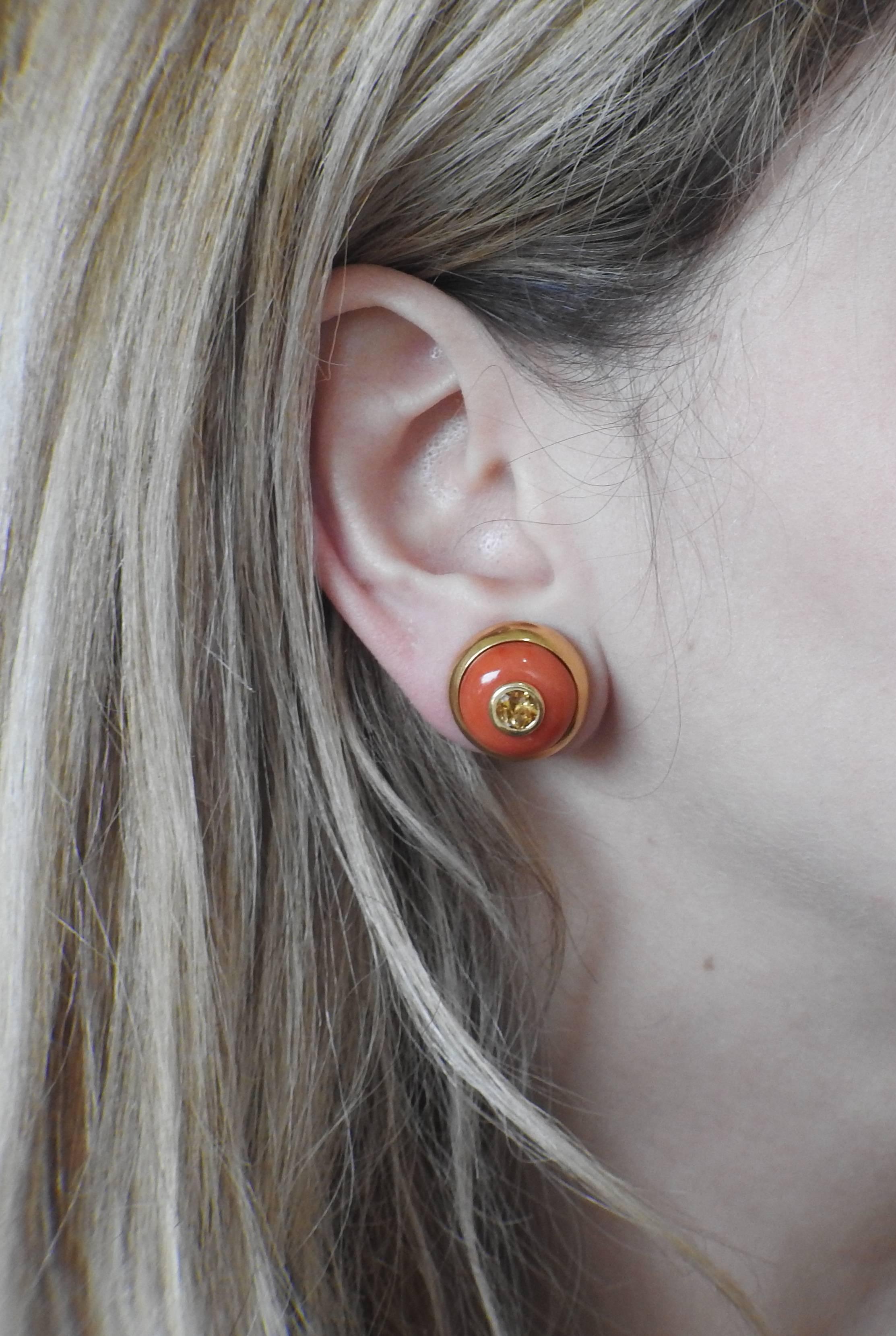 Women's Carimati Coral Citrine Gold Earrings