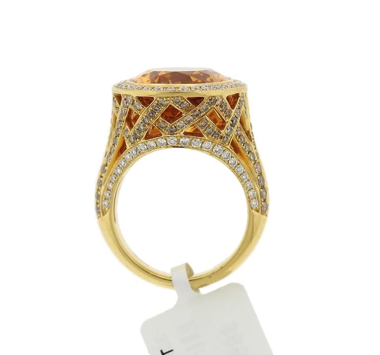 Asprey Gold Yellow Diamond Citrine Diamond Cocktail Ring at 1stDibs ...