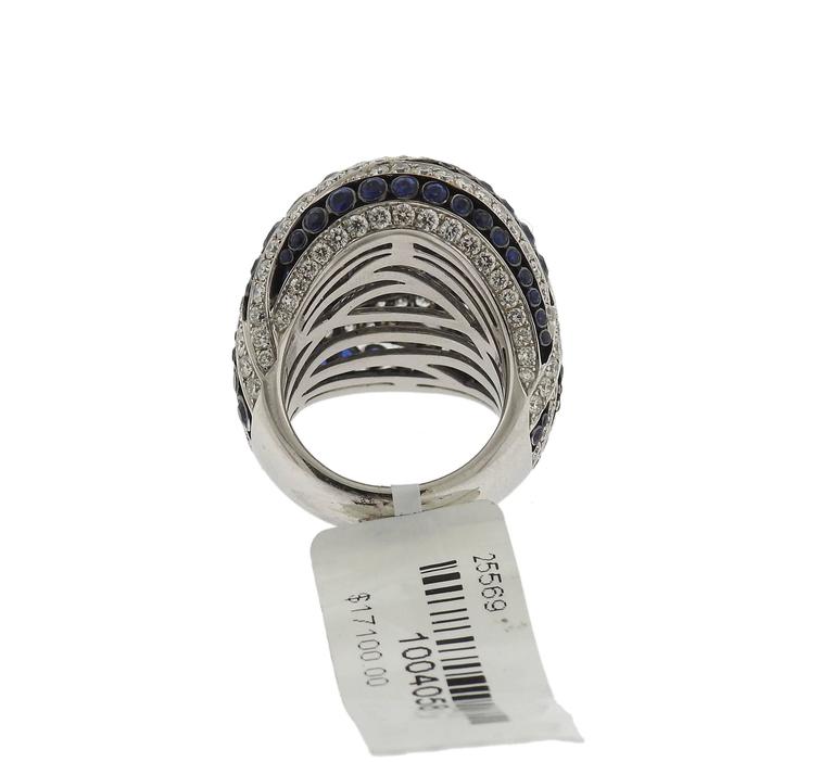 Asprey Diamond Sapphire Large Ring For Sale at 1stdibs