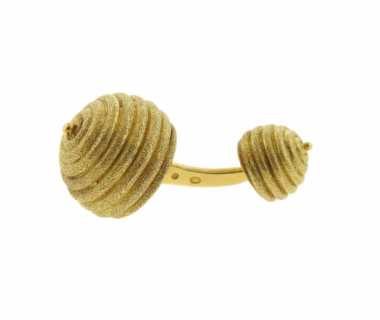 Continental Gold Cufflinks In Excellent Condition In Lambertville, NJ