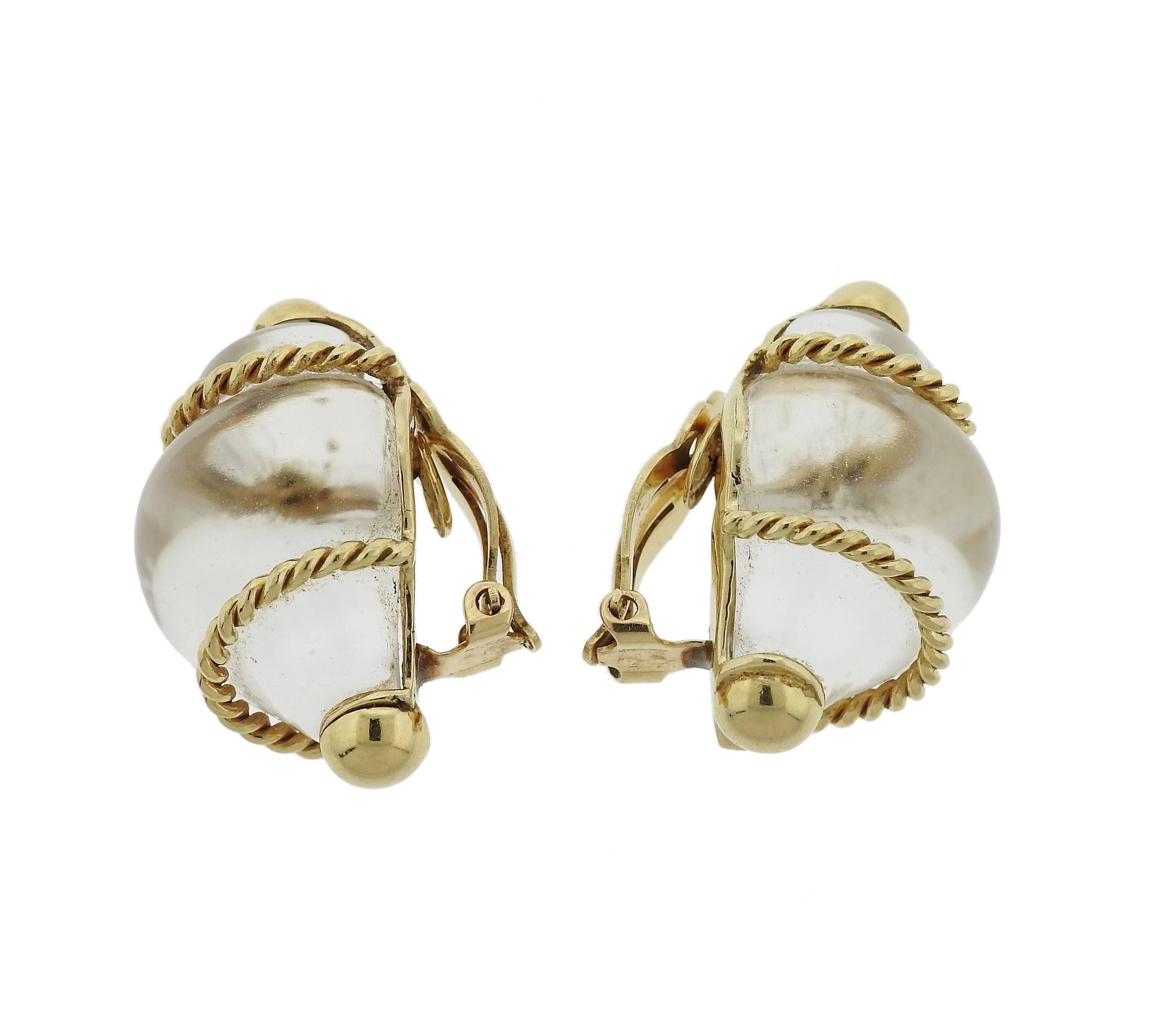 Seaman Schepps Gold Crystal Shell Motif Earrings 1