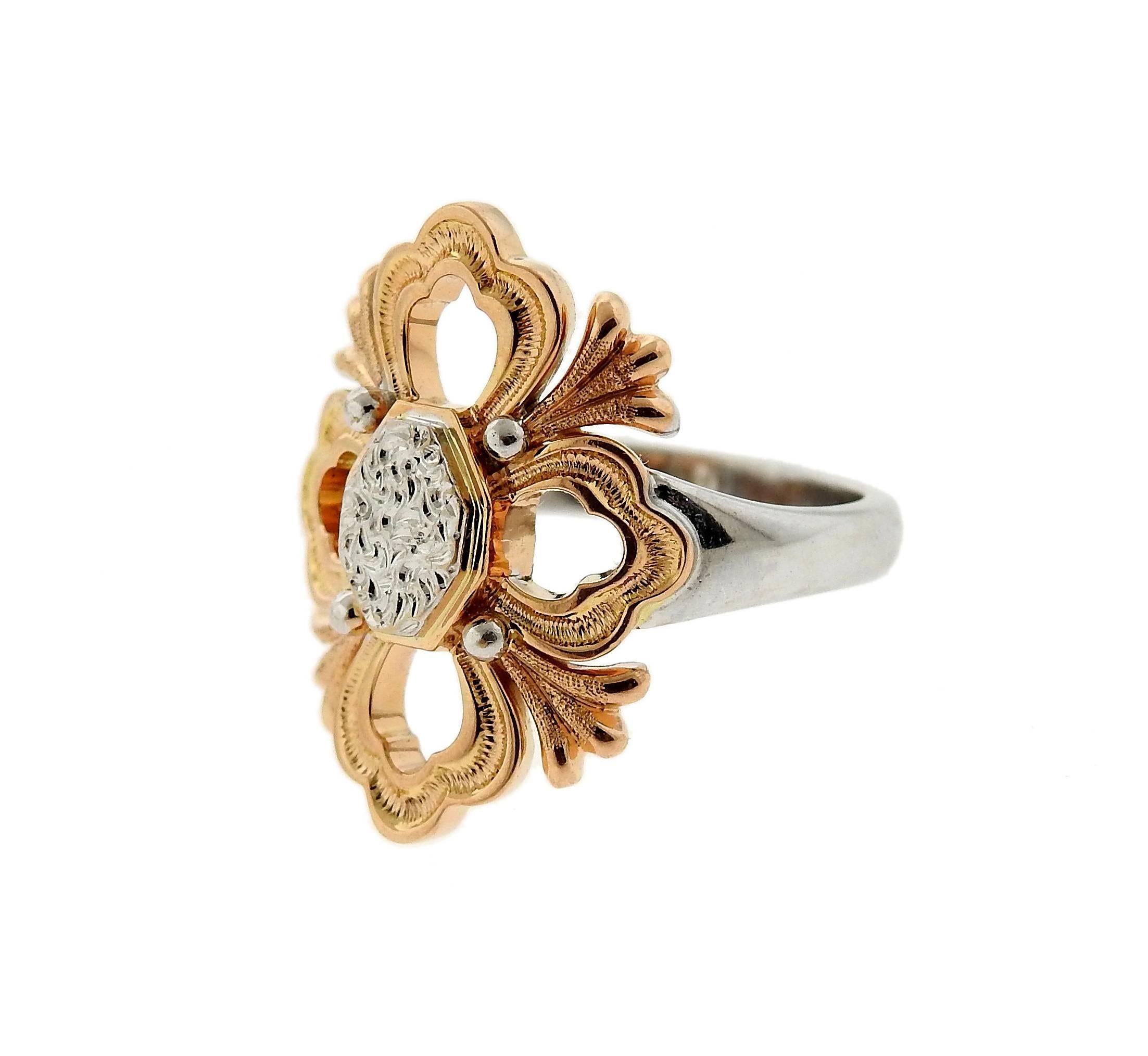 Buccellati Rose White Gold Opera Ring In Excellent Condition In Lambertville, NJ