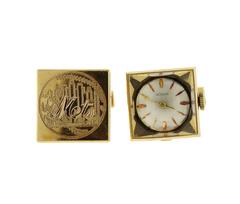 Whimsical LeCoultre Watch Gold New York Met's Watch Cufflinks
