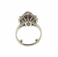 Tiffany & Co. Platinum Natural No Heat Burma Ruby Diamond Cluster Ring