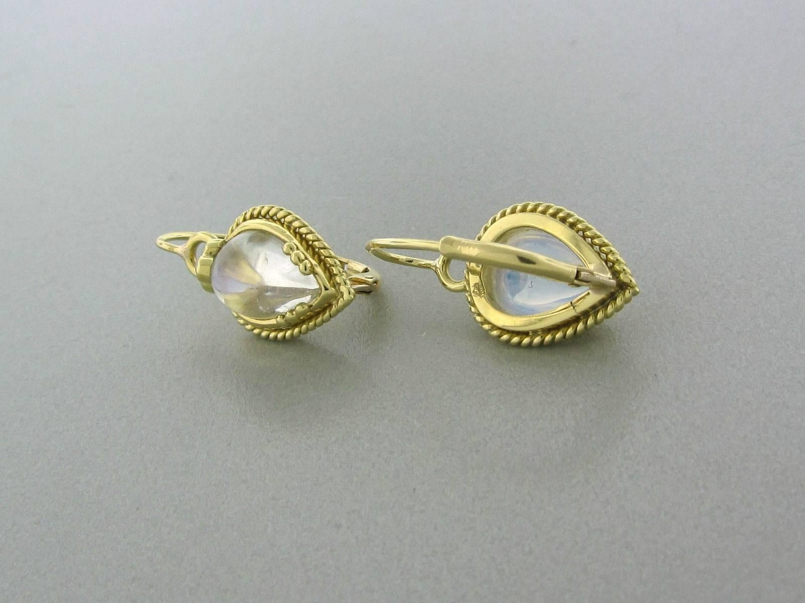 Temple St. Clair Chinese Bead Gold Moonstone Diamond Earrings In New Condition In Lambertville, NJ