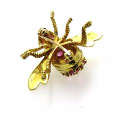 Herbert Rosenthal Gold Ruby Bee Brooch Pin