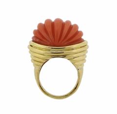 David Webb Carved Coral Gold Ring
