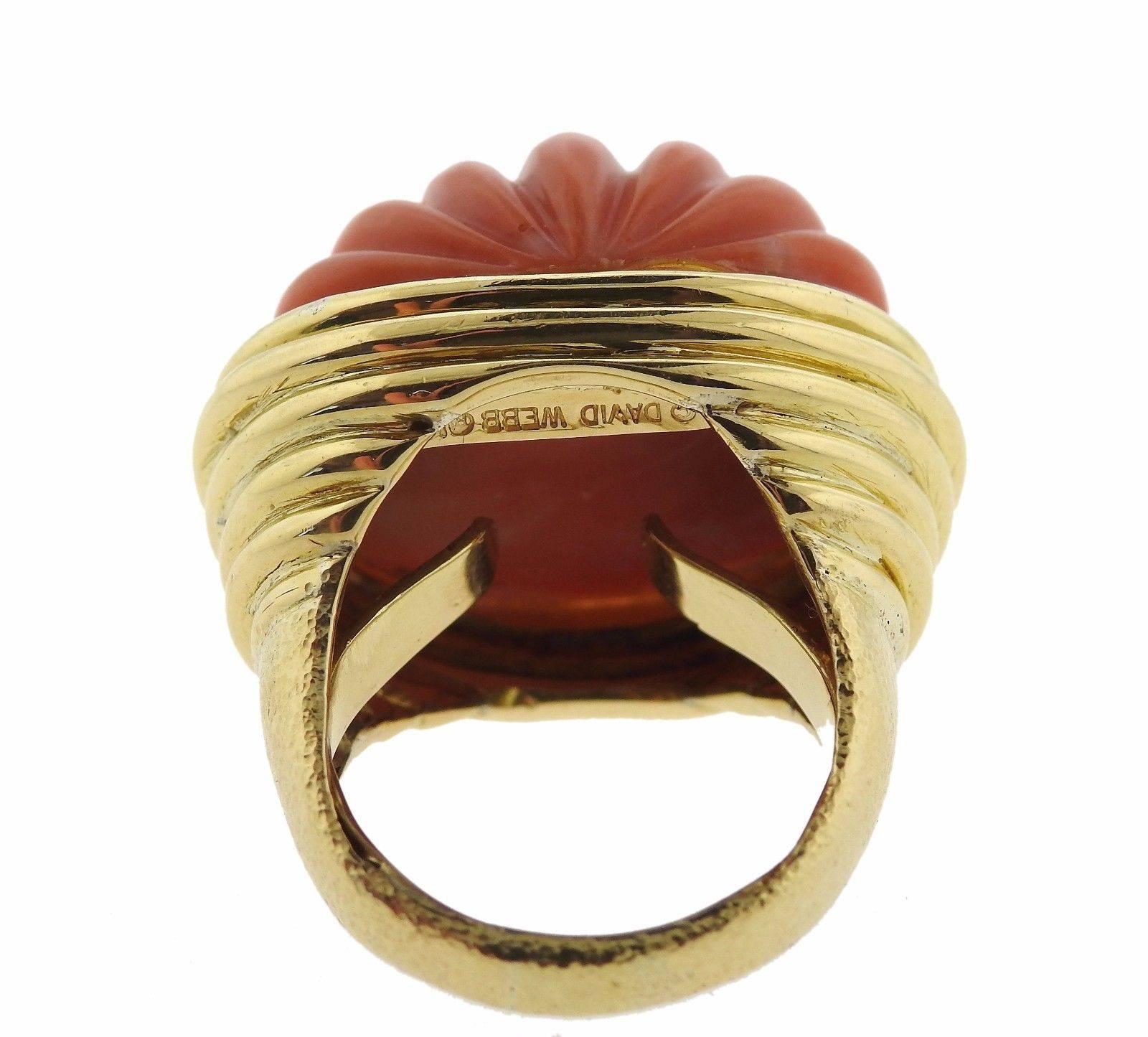 Women's David Webb Carved Coral Gold Ring