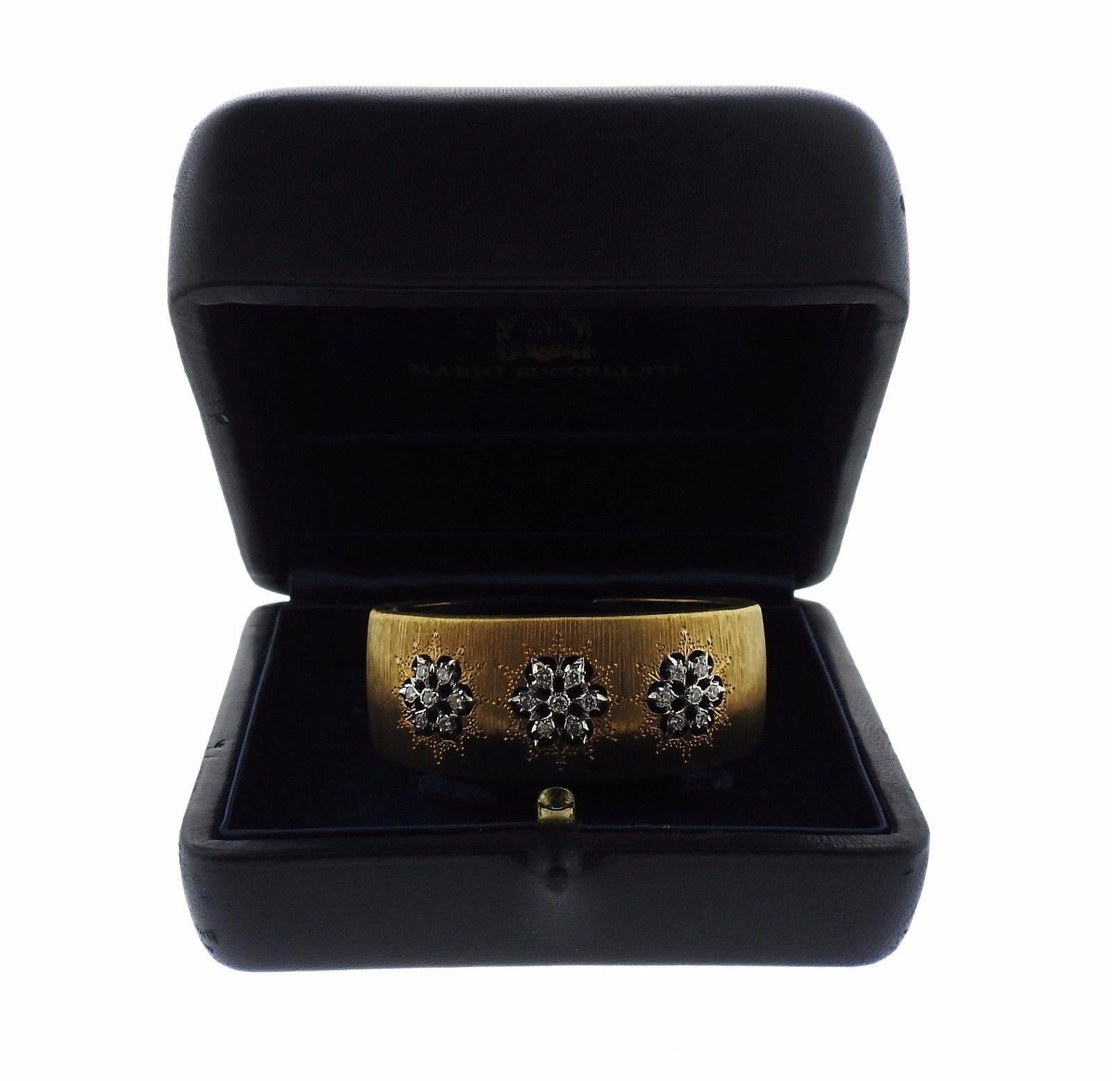 Mario Buccellati Classic Gold Diamond Cuff Bracelet 3