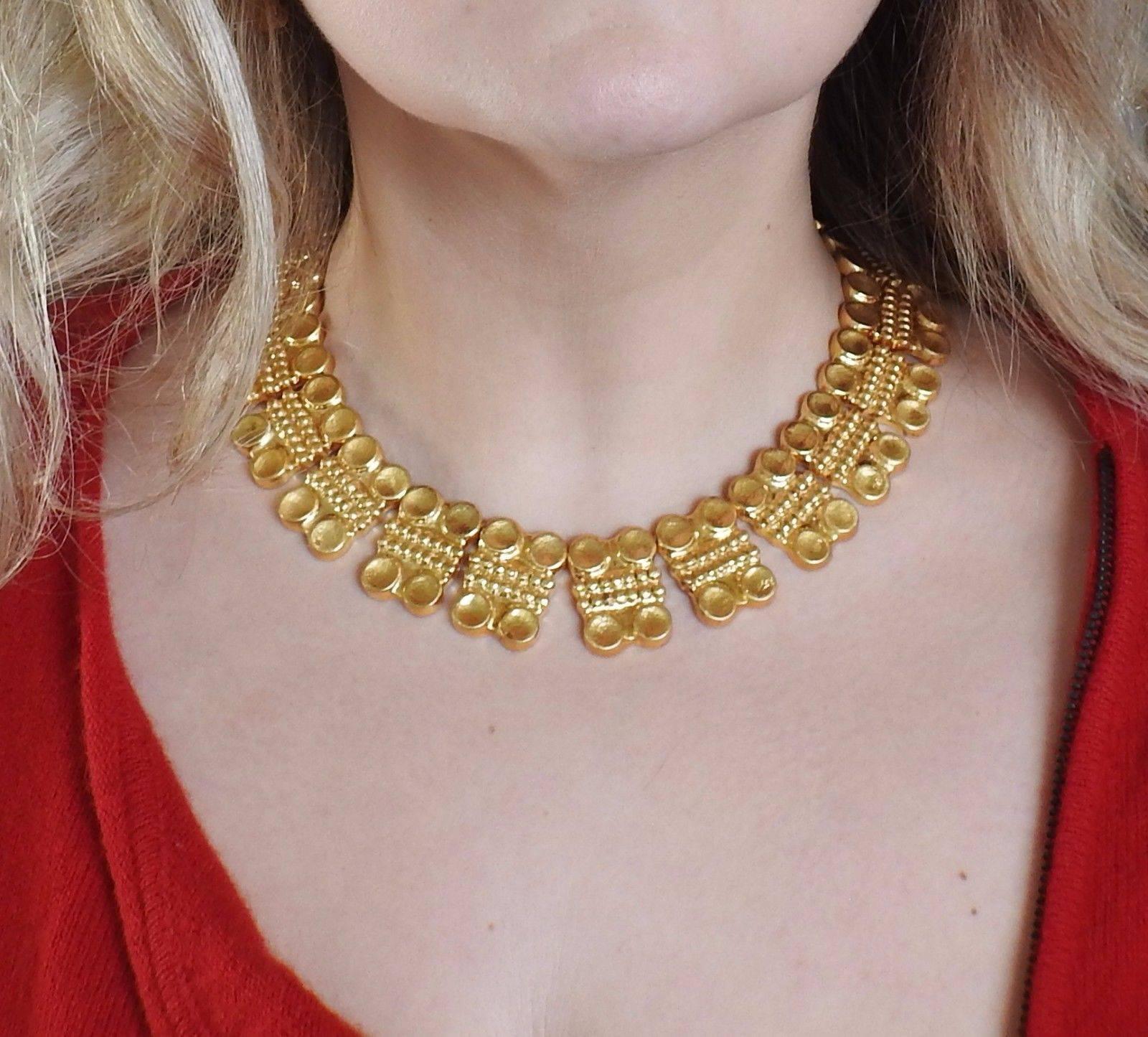 Women's Impressive Zolotas Greece Gold Necklace Earrings Set