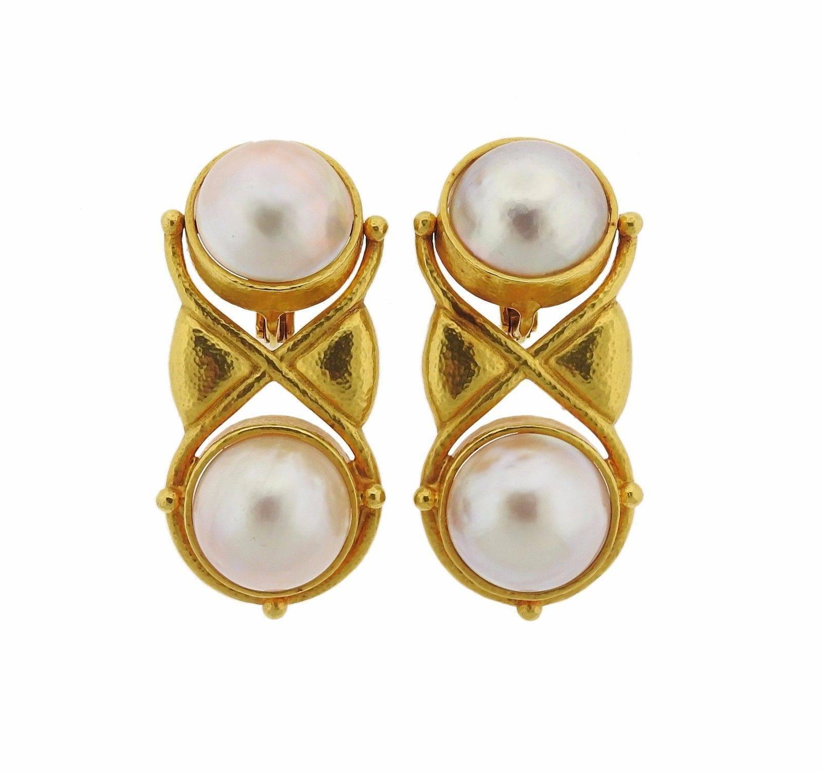Important Zolotas Greece Pearl Gold Necklace Earrings Set 4