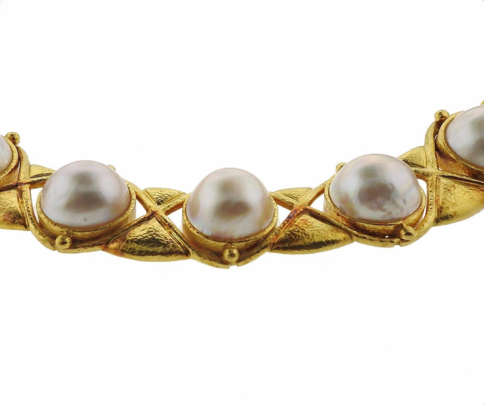 Important Zolotas Greece Pearl Gold Necklace Earrings Set 2