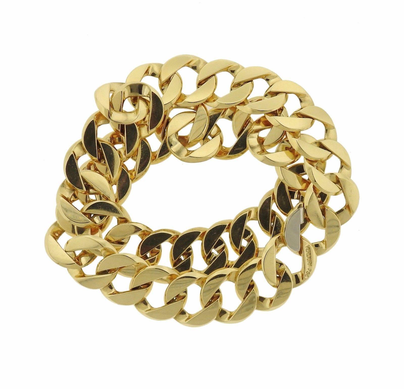 Verdura Gold Curb Link Double Wrap Bracelet