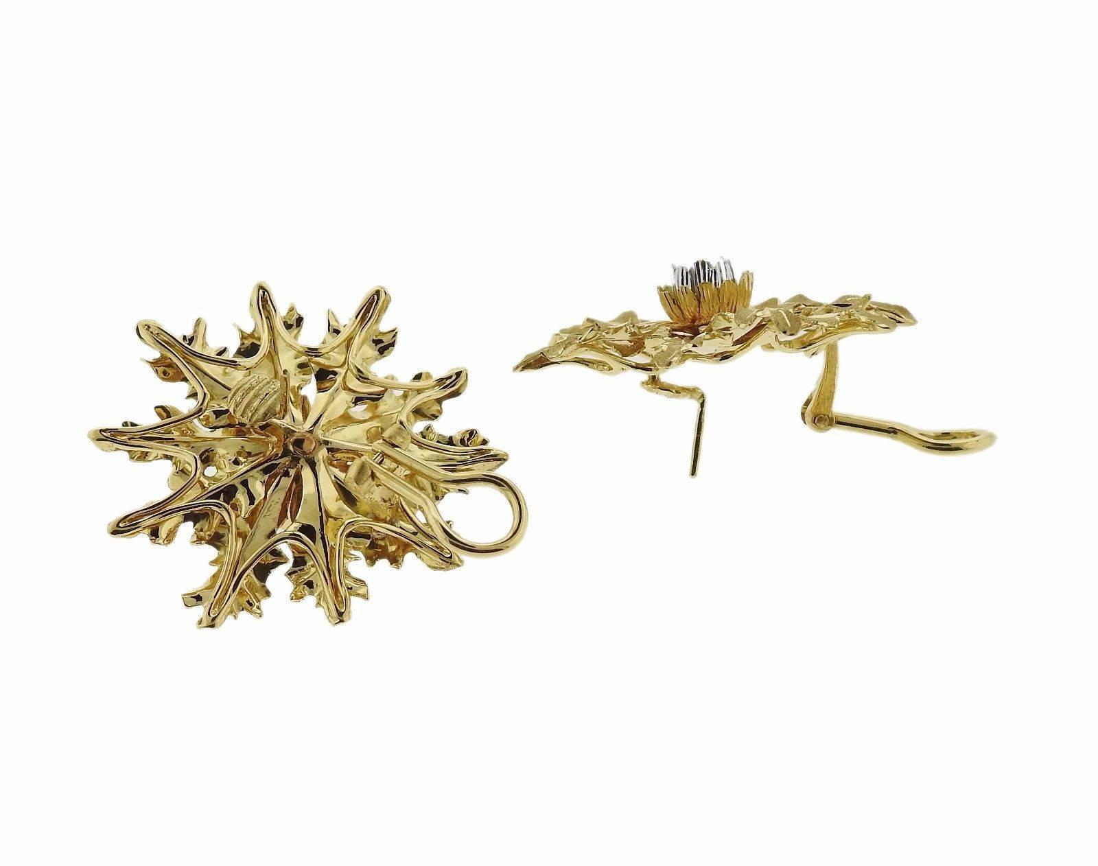 large gold flower earrings