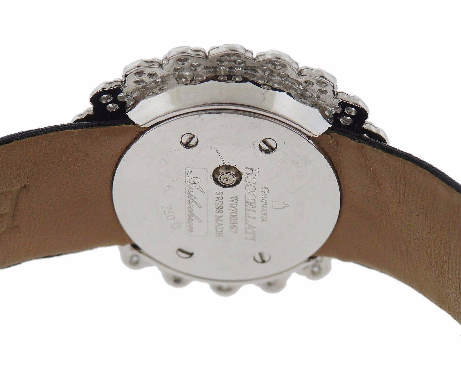 Buccellati Anthrochron White Gold Diamond Mother-of-Pearl Quartz Dress Watch In Excellent Condition In Lambertville, NJ