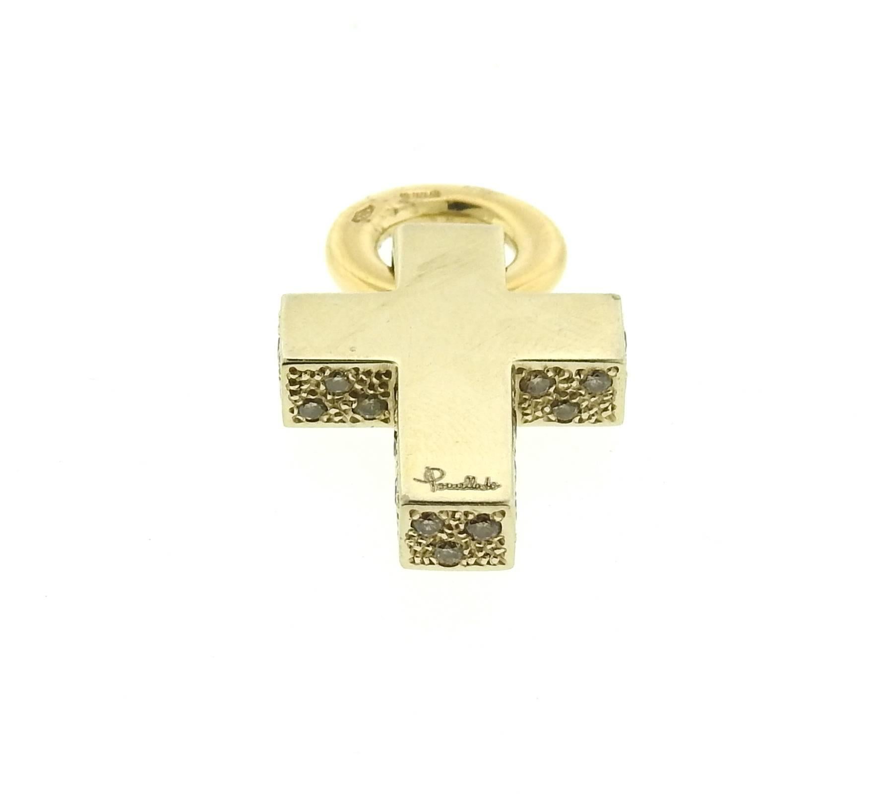 Pomellato Sabbia Gold Fancy Diamant-Kreuz-Anhänger im Zustand „Hervorragend“ in Lambertville, NJ