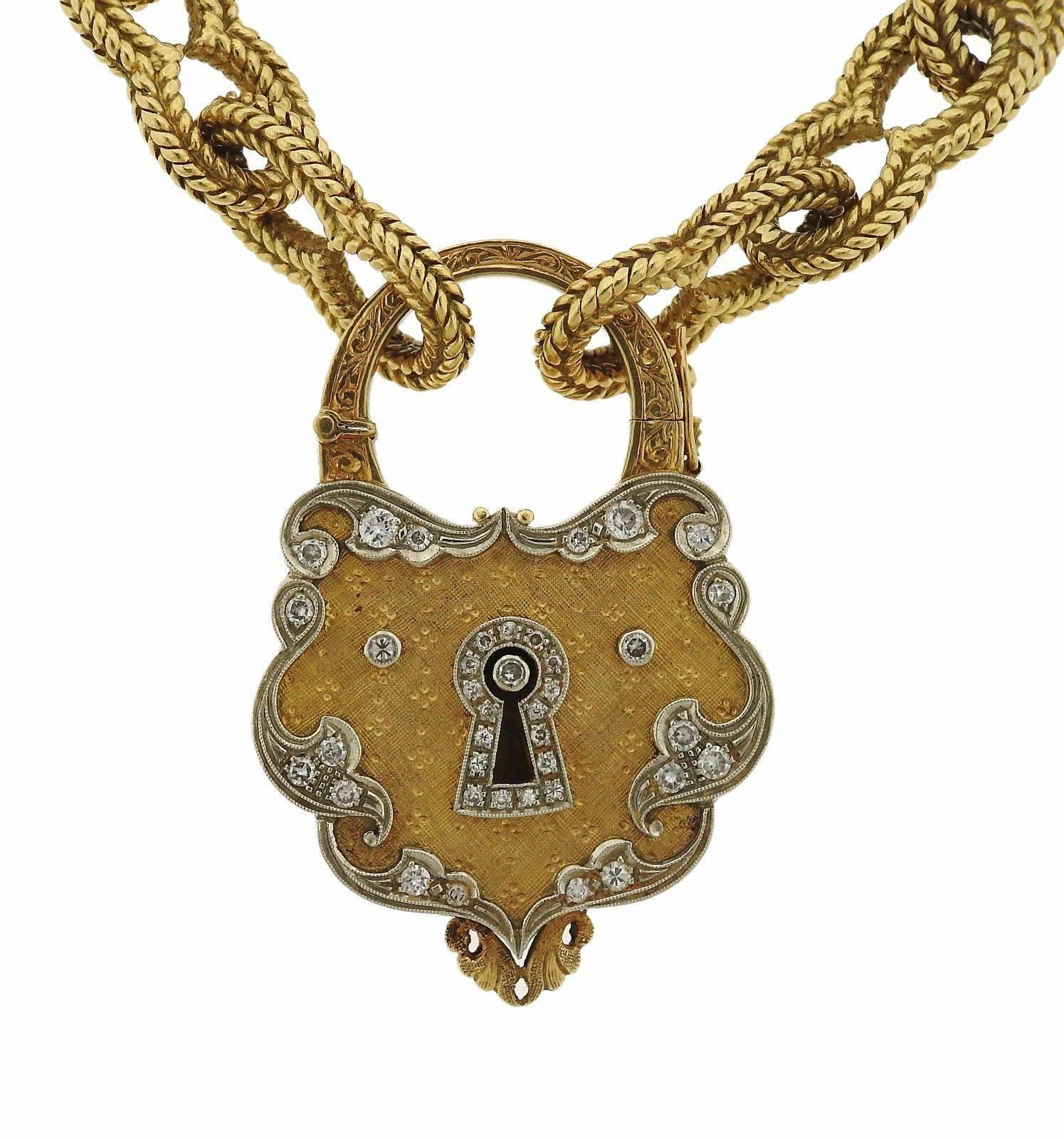 Continental Gold Diamond Turquoise Padlock Charm Bracelet 1