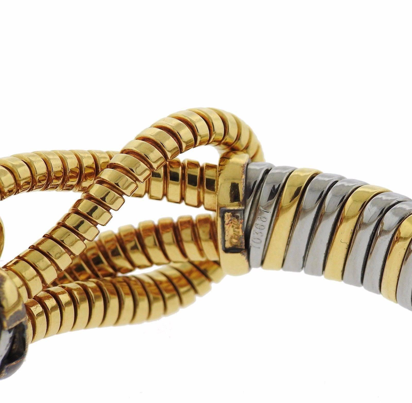 Women's 1980s Cartier Tubogas Gold Steel Citrine Bracelet