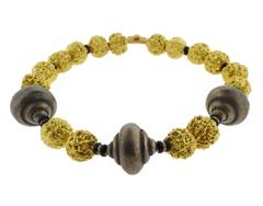 Lotus Art de Vivre Hindu Prayer Bead Gold Diamond Onyx Necklace