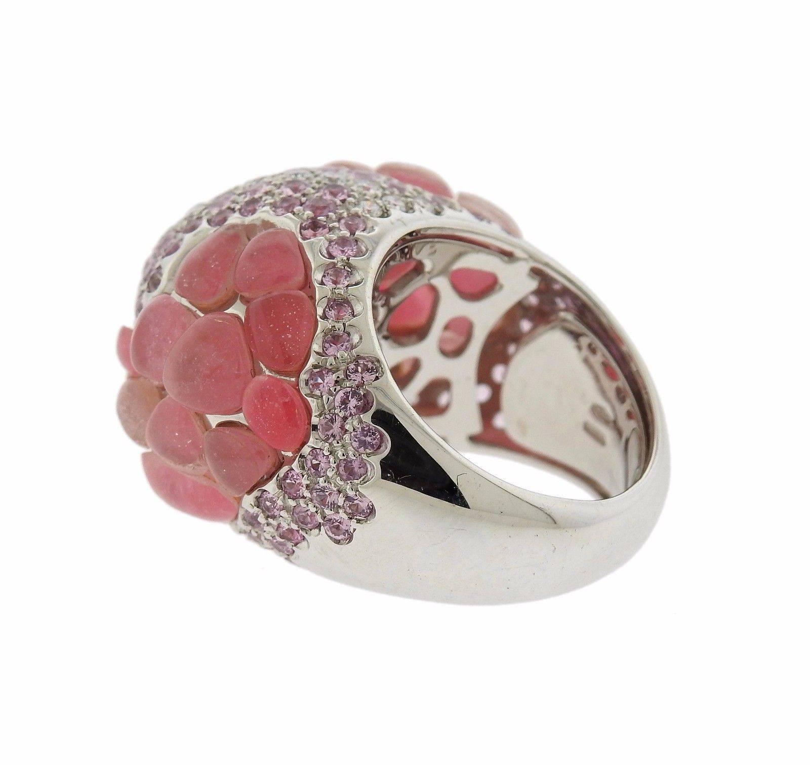 Women's Porrati Pink Sapphire Gemstone Diamond Dome Ring