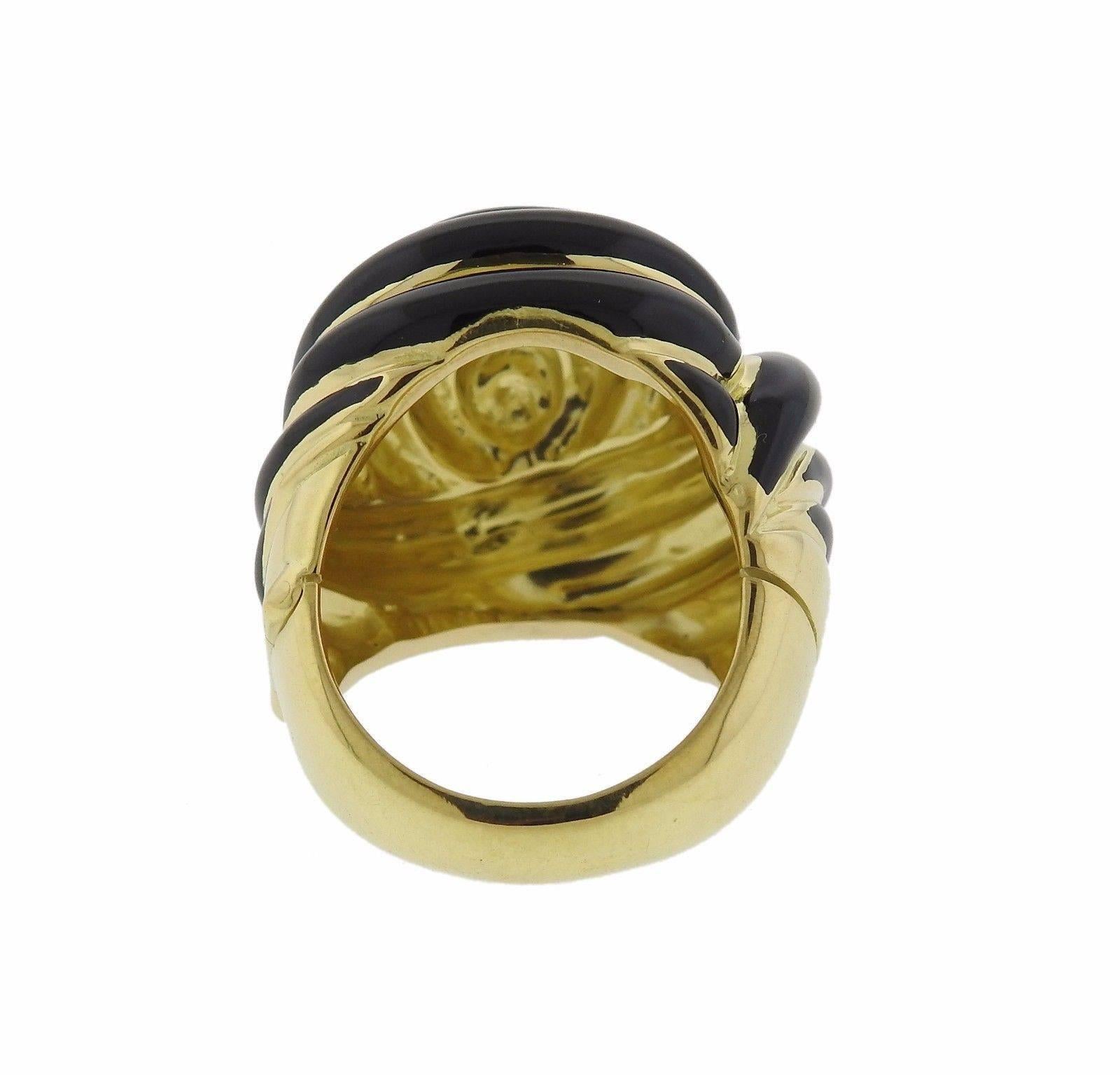 Andrew Clunn Gold Enamel Swirl Motif Ring 1