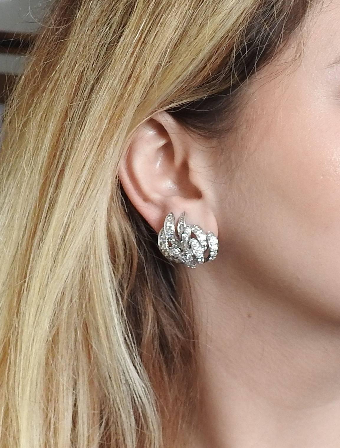 Women's Magnificent Mid-Century Gold 10.50 Carat Diamond Cocktail Earrings