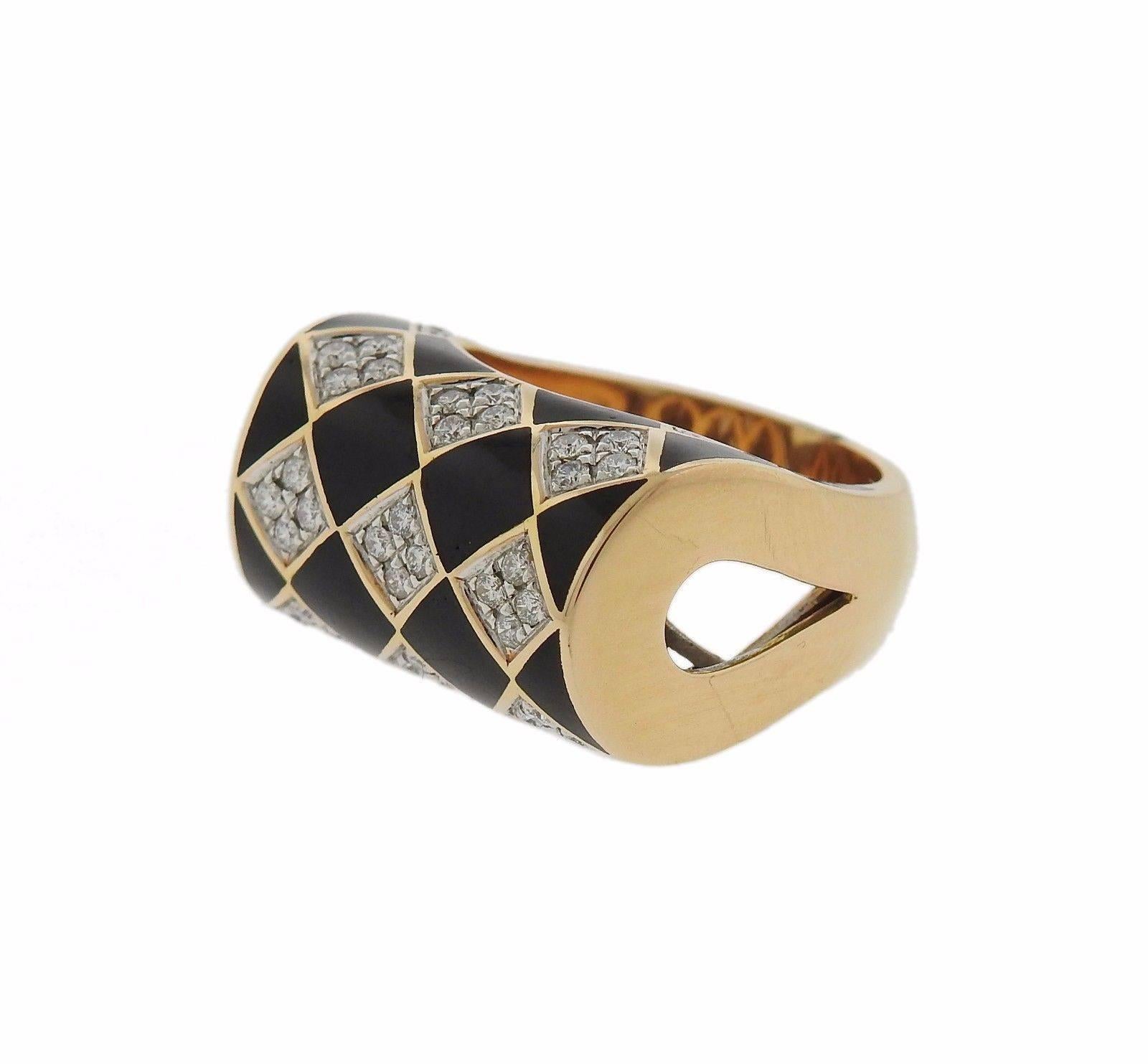 Women's G. Bulgari Enigma Gold Diamond Enamel Ring