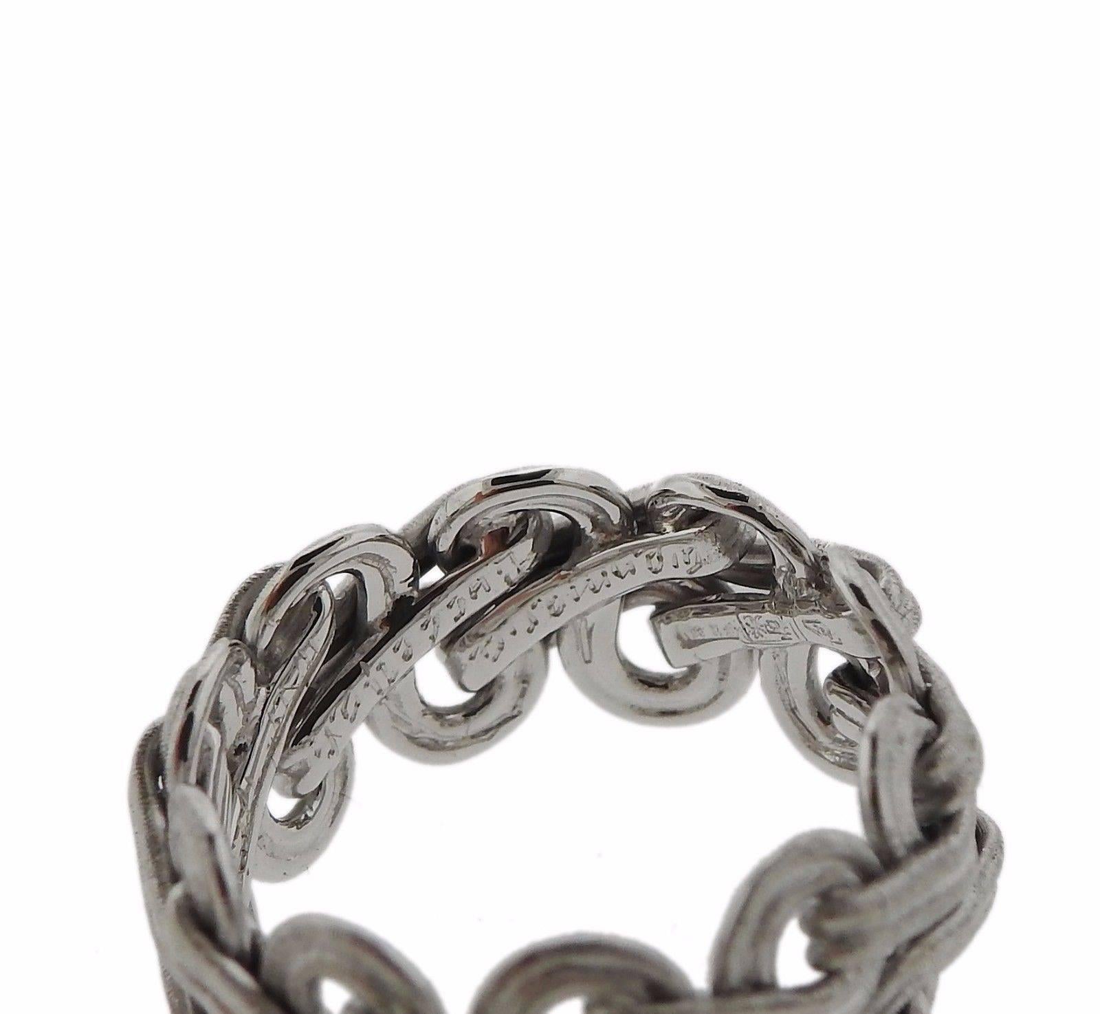 Buccellati Oro White Gold Interwoven Band Ring In Excellent Condition In Lambertville, NJ
