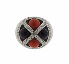 G. Bulgari Enigma Onyx Coral Diamond Gold Ring