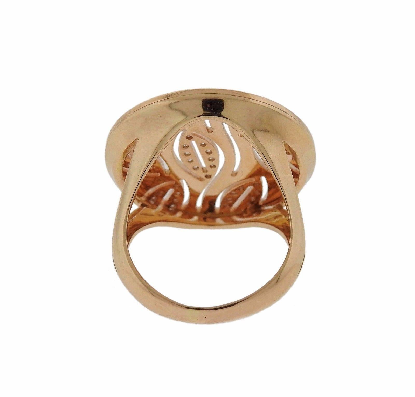 Women's G. Bulgari Enigma Diamond Gold Leaf Motif Ring