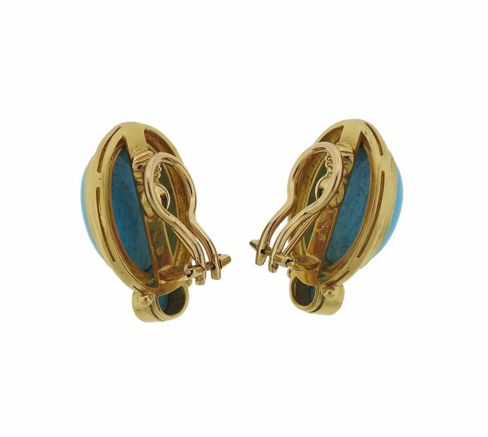 Women's Elizabeth Locke Turquoise Gold Earrings